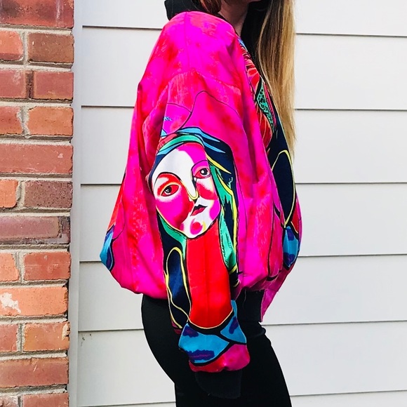 SOLD Vintage 90s silky bomber jacket OSFM - Picture 4 of 10